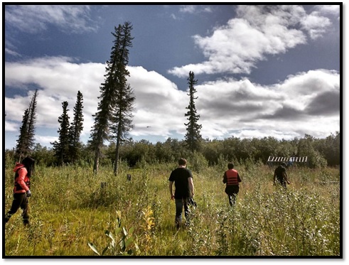 Collecting GPS tracks on the Mackenzie Delta.